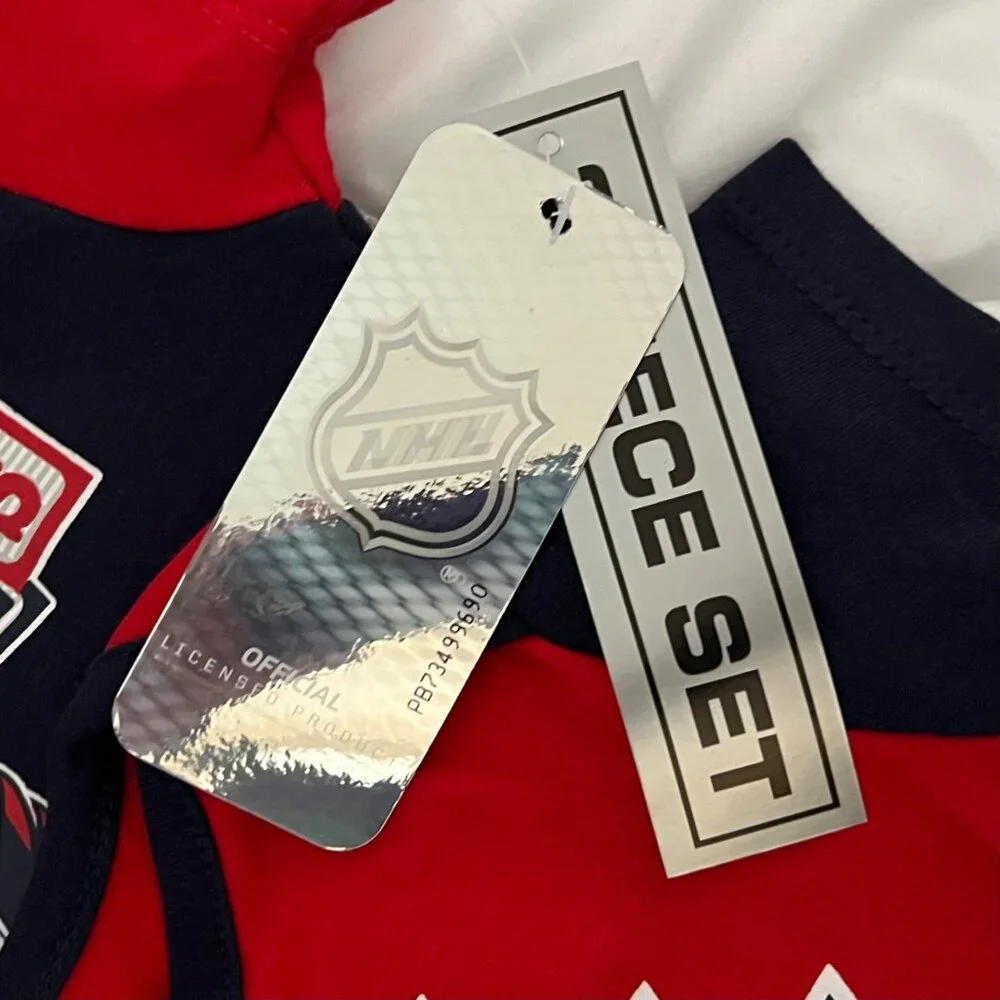 Washington Capitals NHL Hockey Team Bodysuit Boys 6-9 Months 3 PC Set New